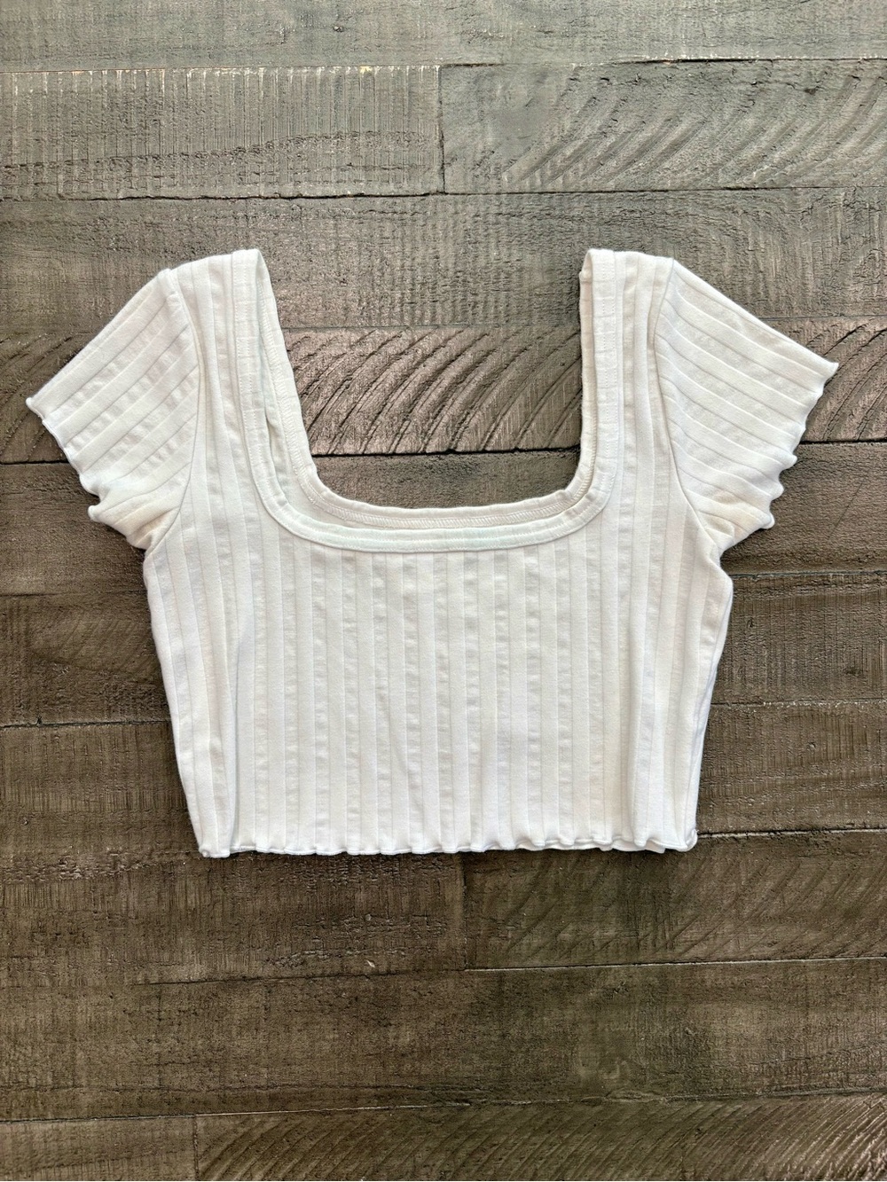 Aerie OFFLINE Ribbed Square Neck White Crop Top Size XS